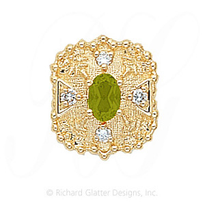 GS340 PD/D - 14 Karat Gold Slide with Peridot center and Diamond accents 